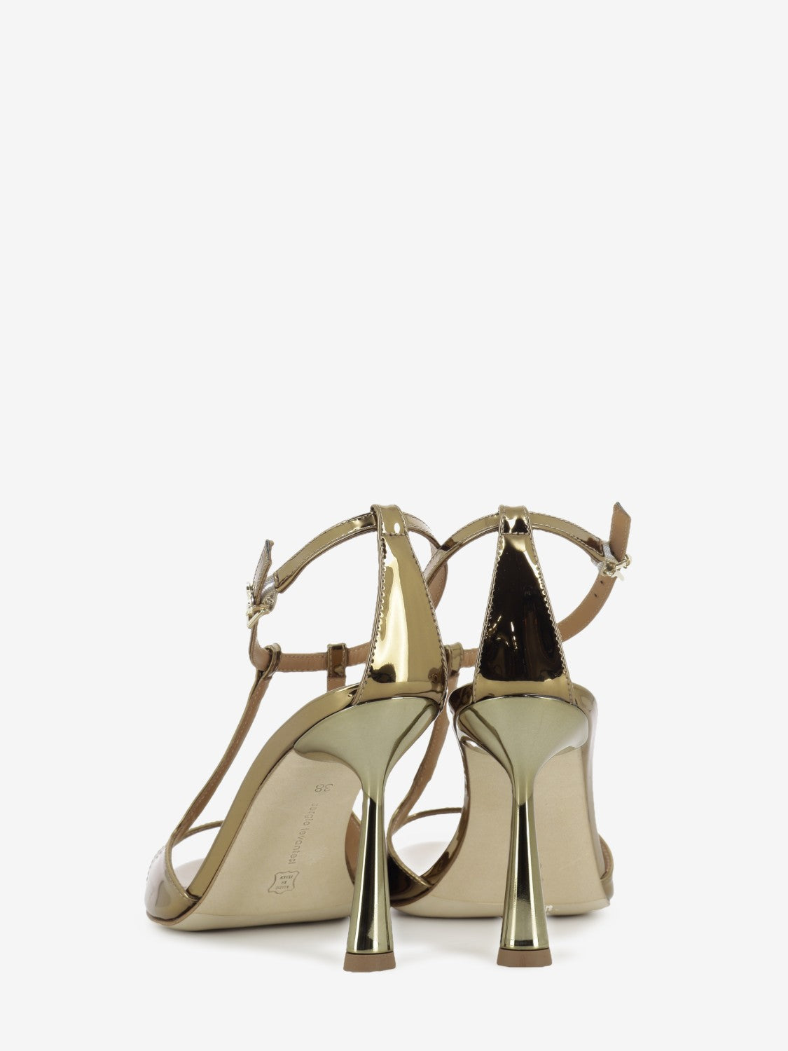 Bronze mirrored leather sandals