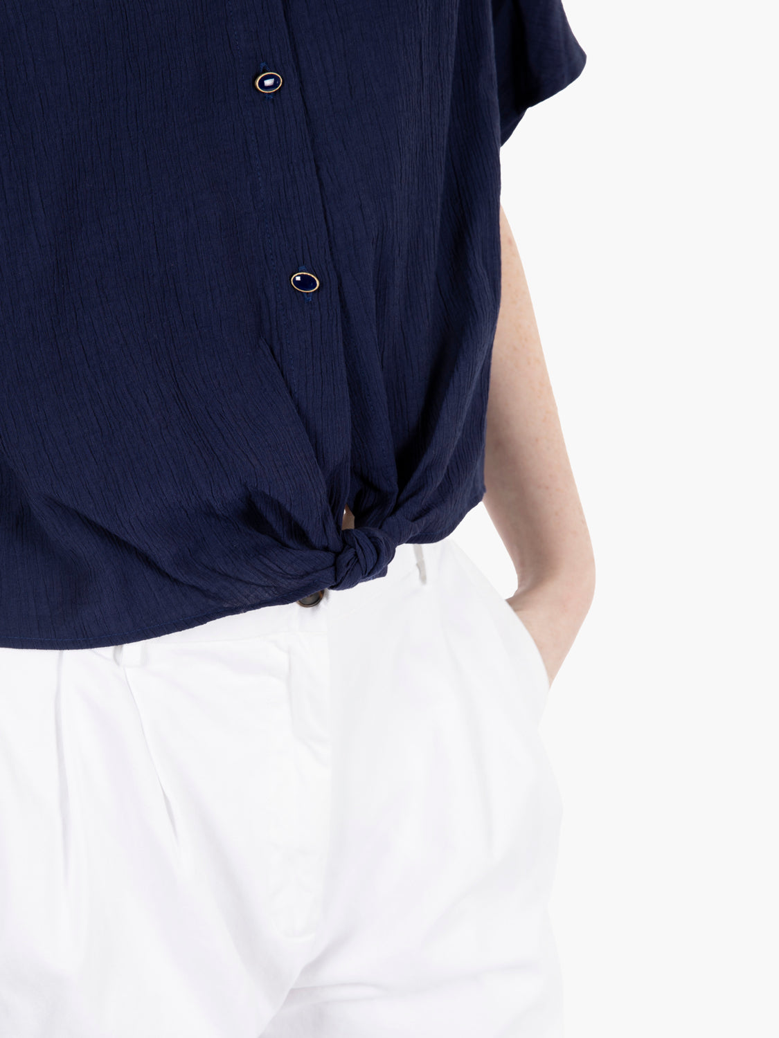 Alfassa bleu de Chine crêpe shirt
