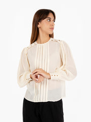 SESSUN - Camicia Daisy dettagli plissettati ivory