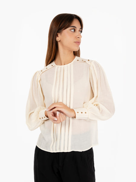 Camicia Daisy dettagli plissettati ivory