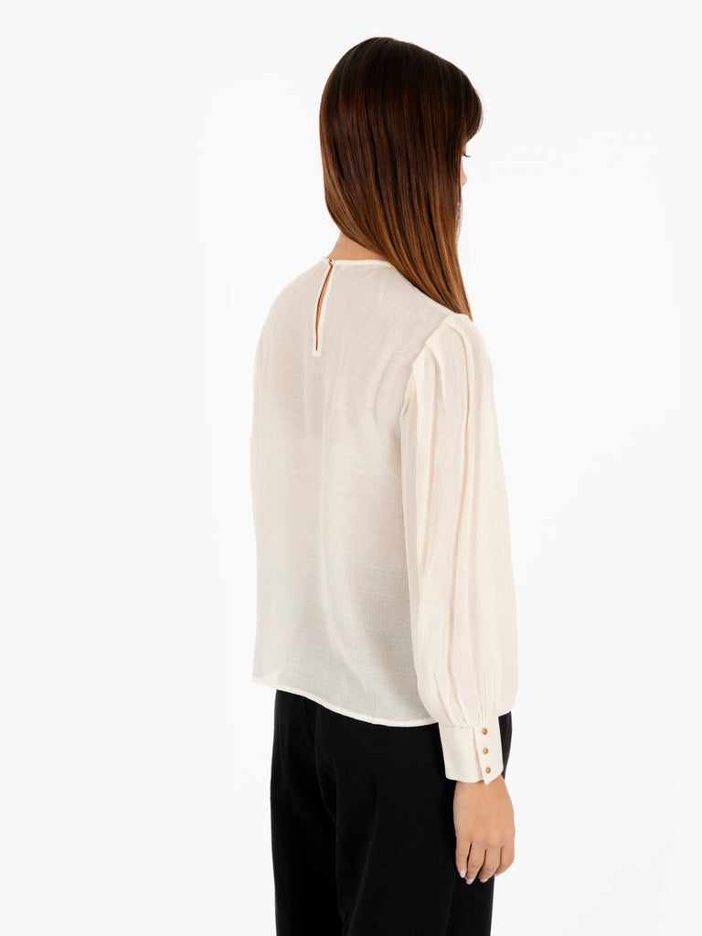 SESSUN - Camicia Daisy dettagli plissettati ivory