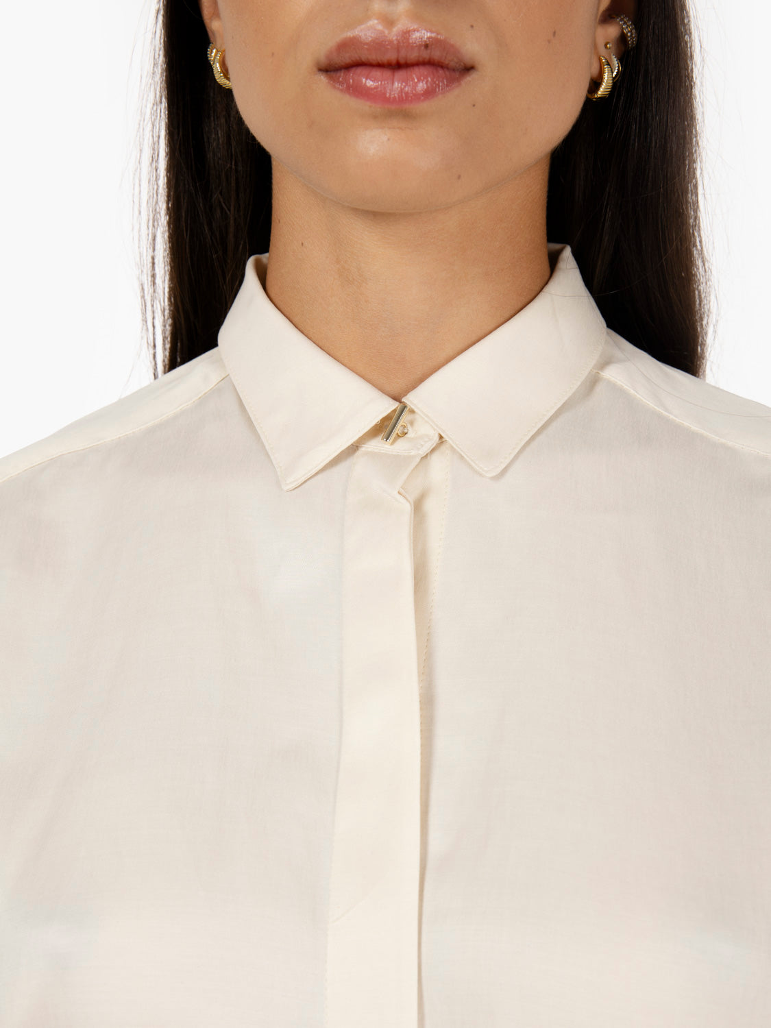 Camicia in raso Fleur de sel avorio