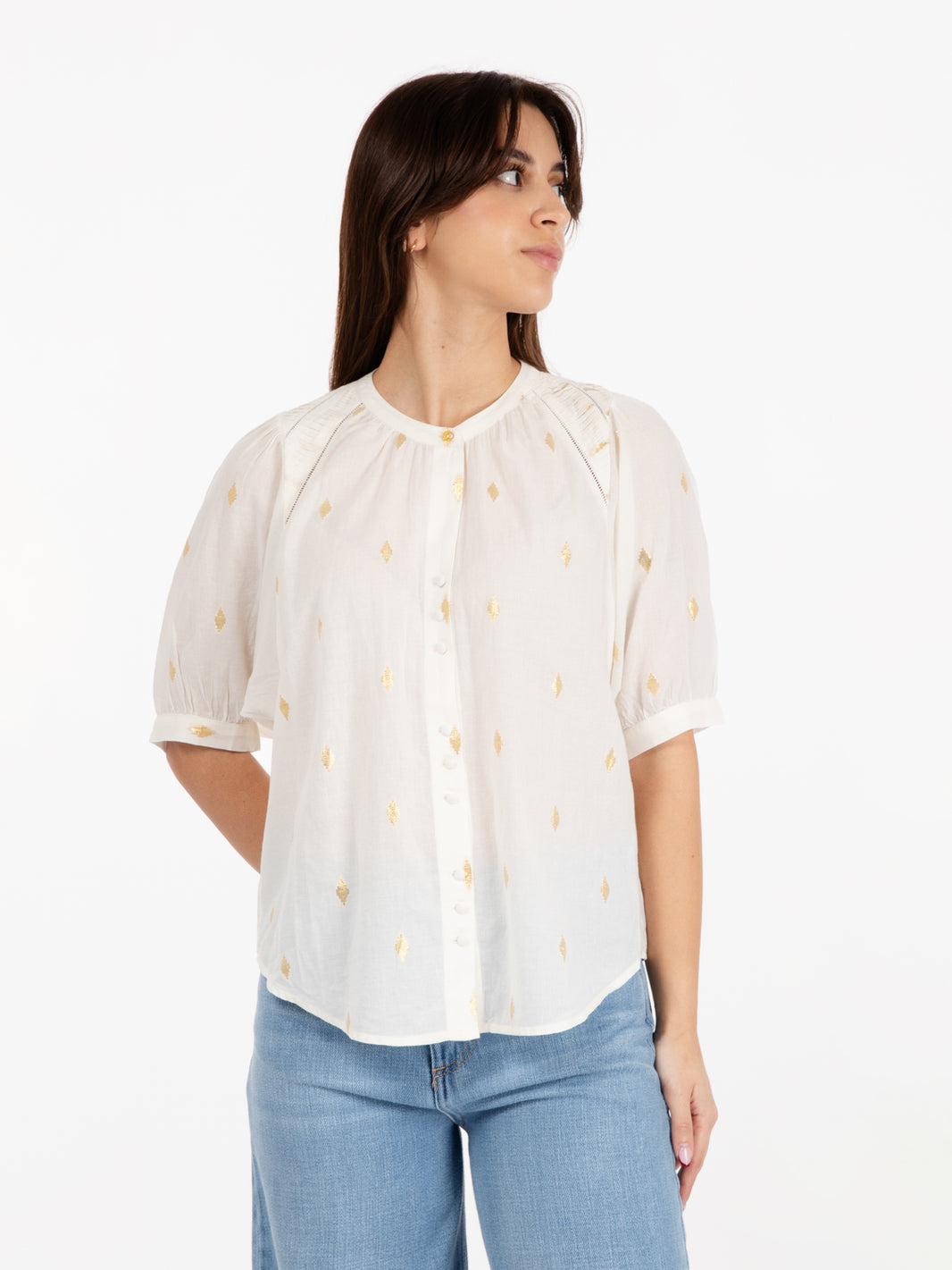 Camicia leggera Kimi lux fleur de sel bianco / oro