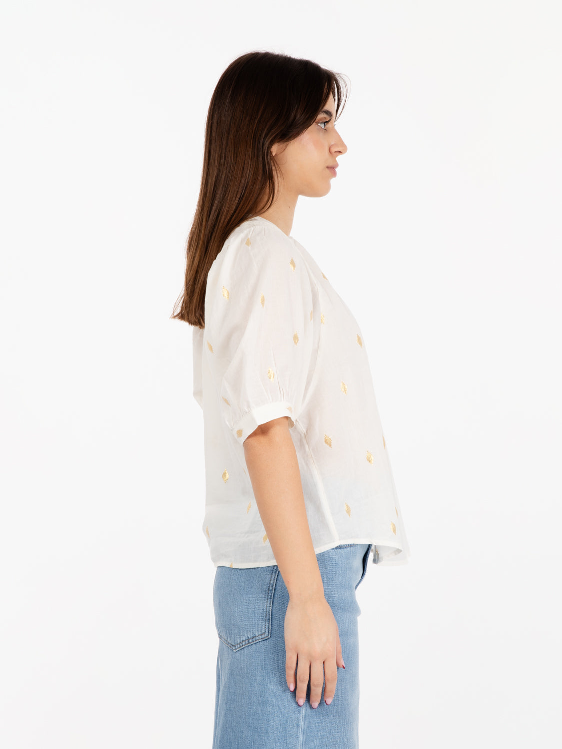 Camicia leggera Kimi lux fleur de sel bianco / oro