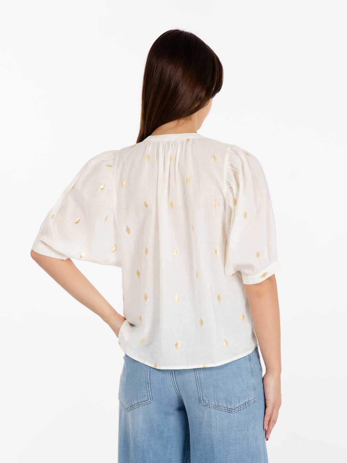 Camicia leggera Kimi lux fleur de sel bianco / oro