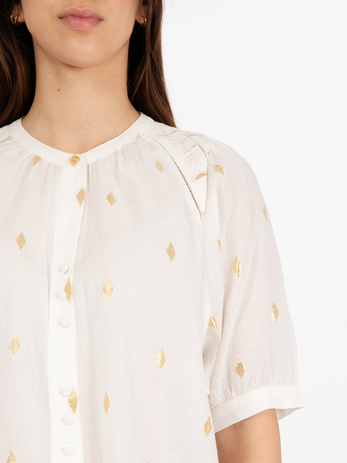 Camicia leggera Kimi lux fleur de sel bianco / oro