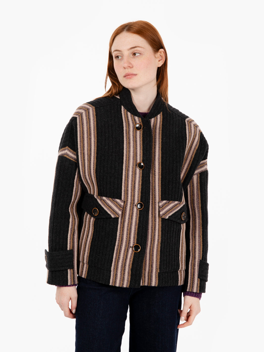 Cappotto corto a righe yaletown granits multicolor