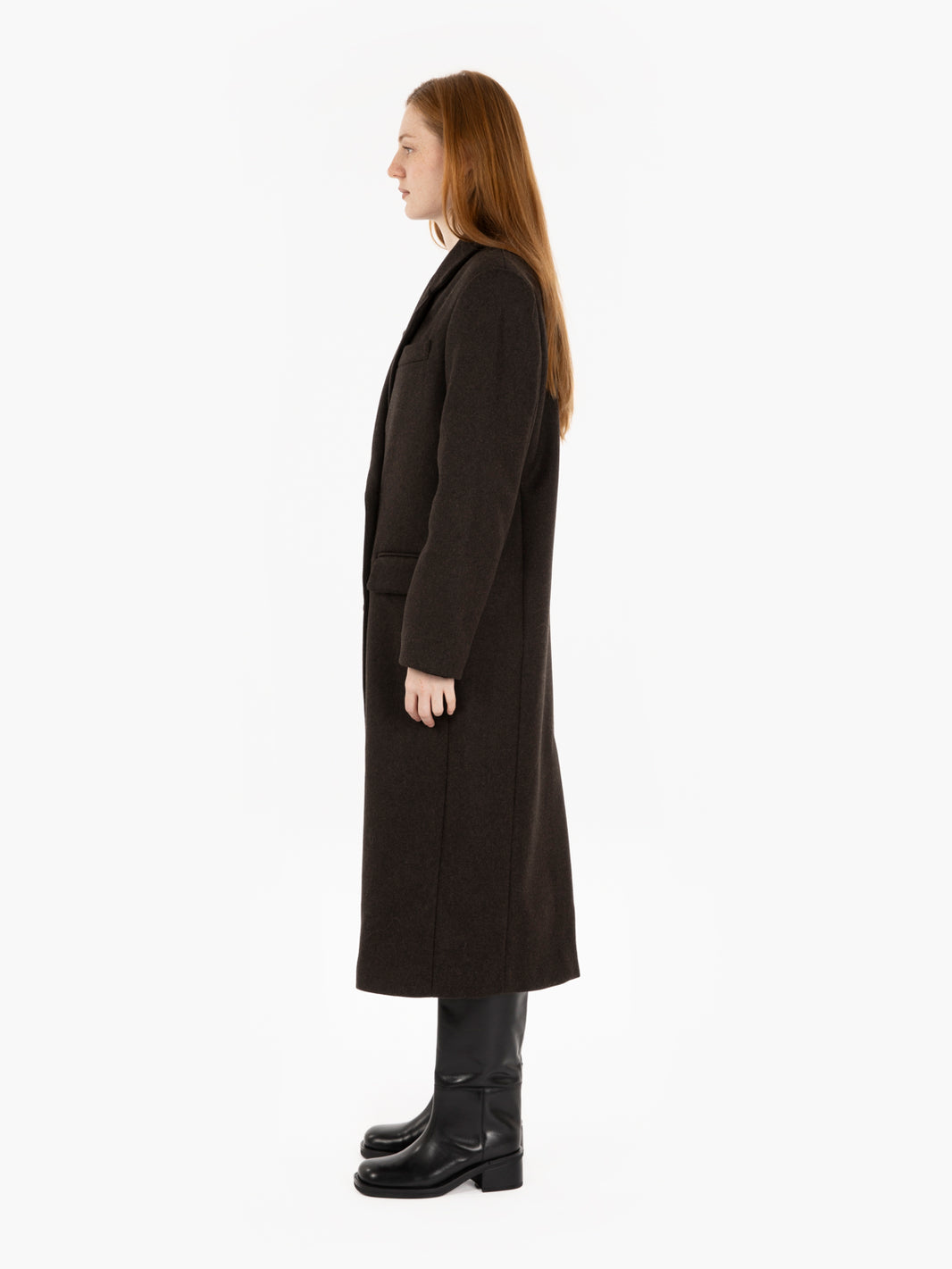 Nara teak double-breasted long coat