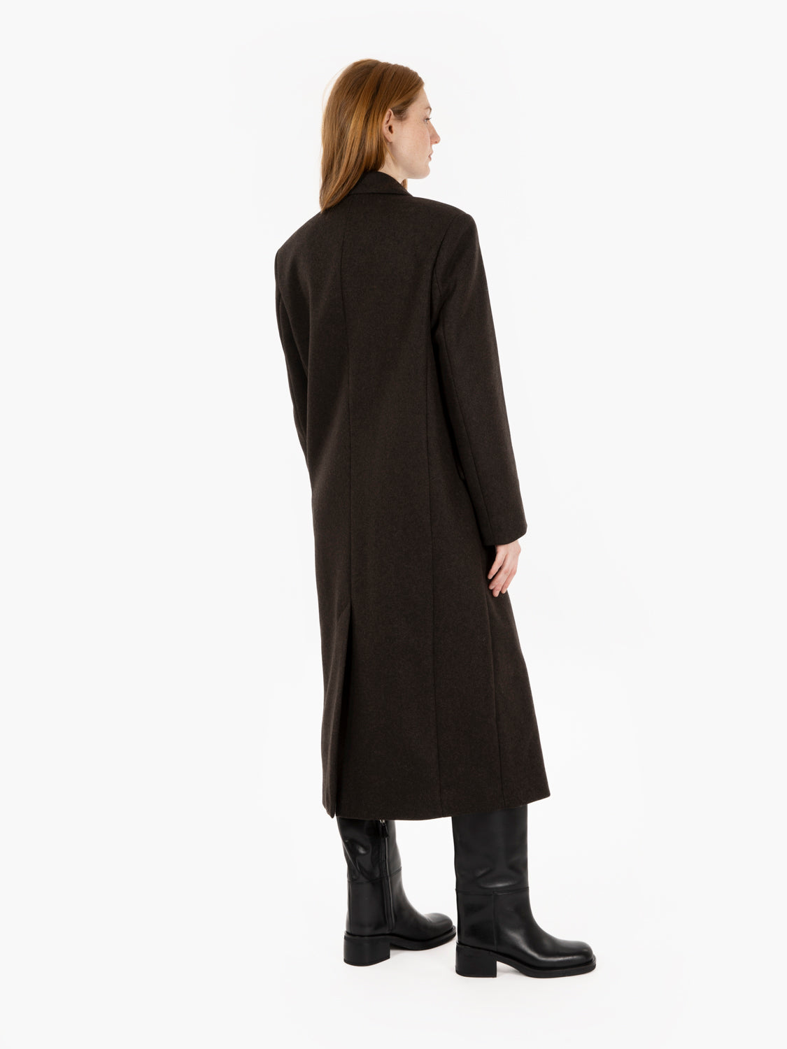 Nara teak double-breasted long coat
