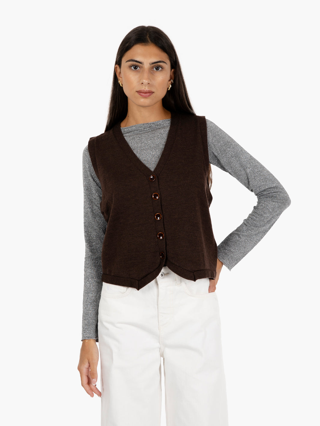 Gilet in maglia coffea