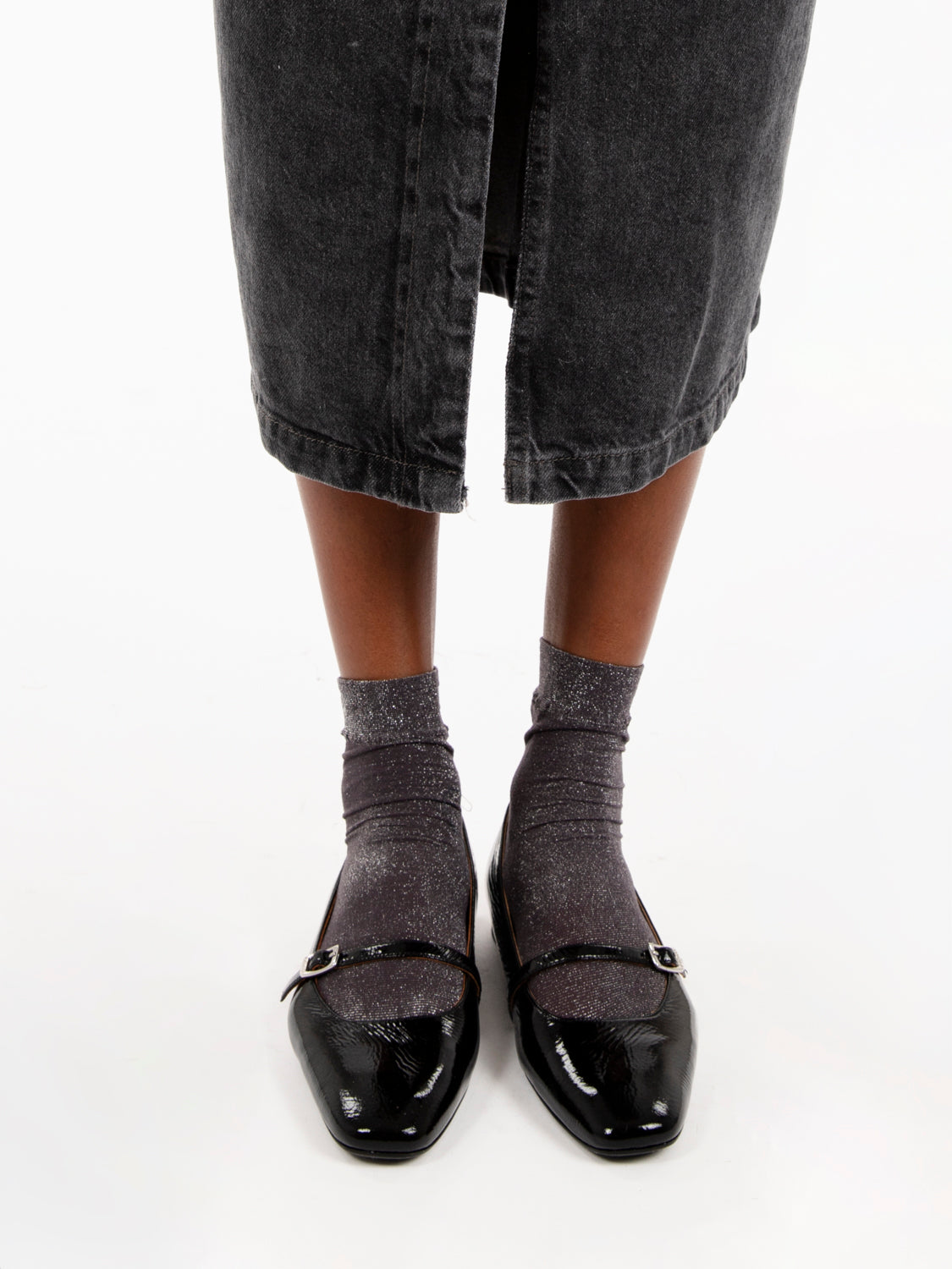 Amedeo Graphite Denim Midi Skirt