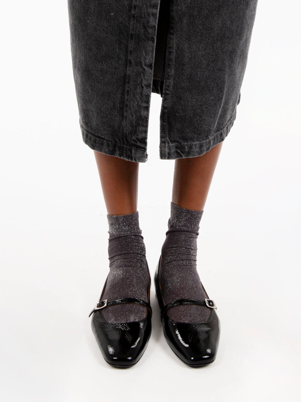Amedeo Graphite Denim Midi Skirt