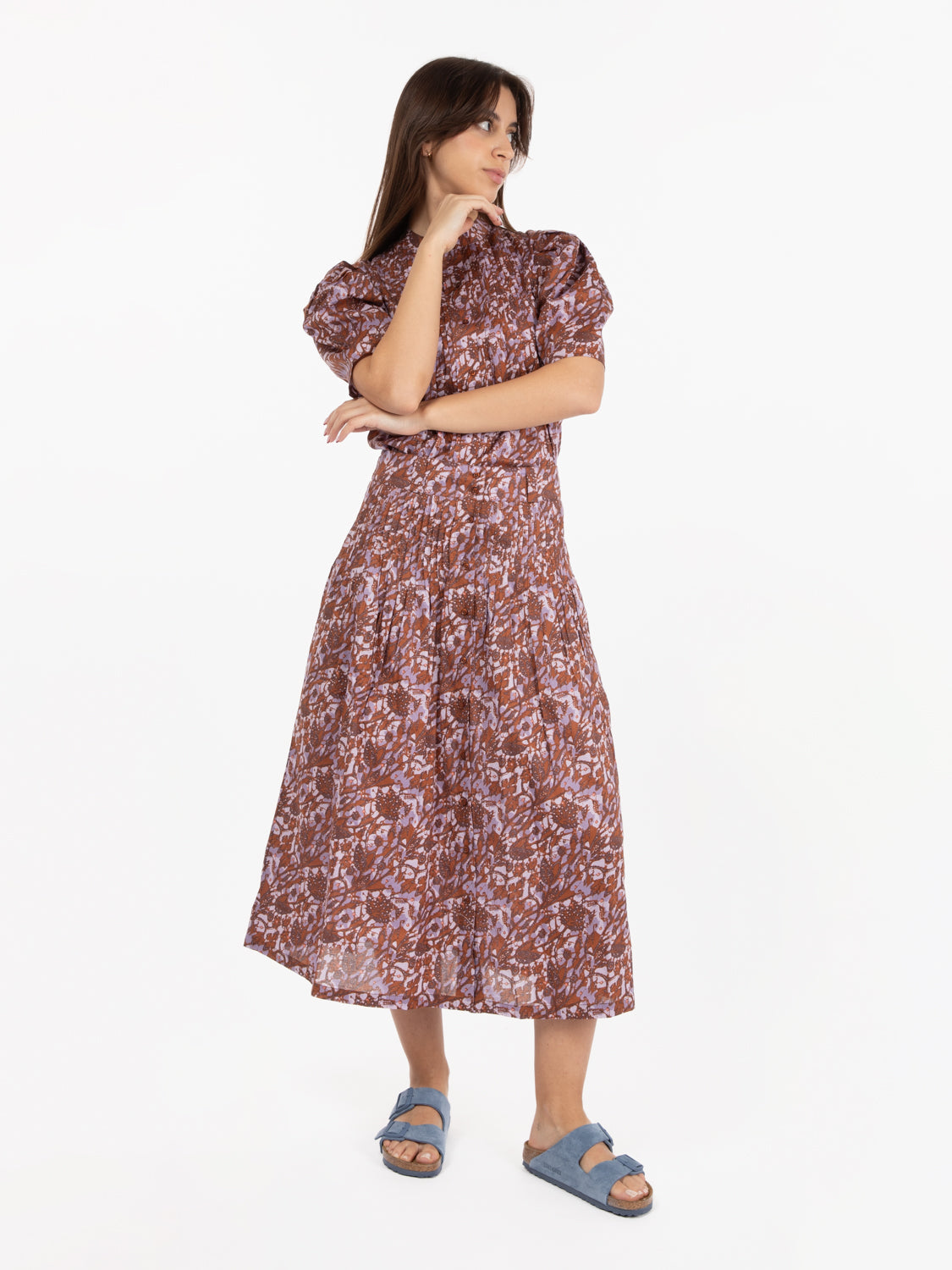 Tassili Sun Rust brown / purple skirt
