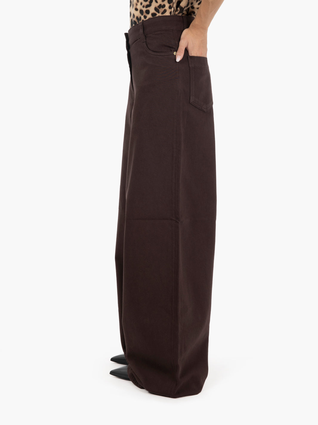 Jeans wide leg Dalt coffea