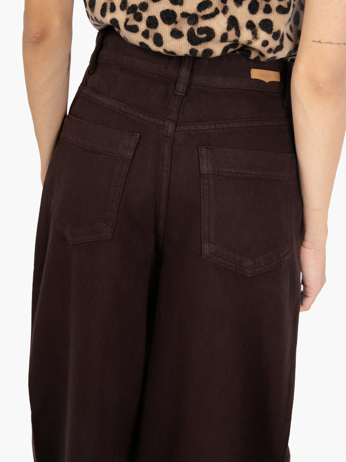 Jeans wide leg Dalt coffea