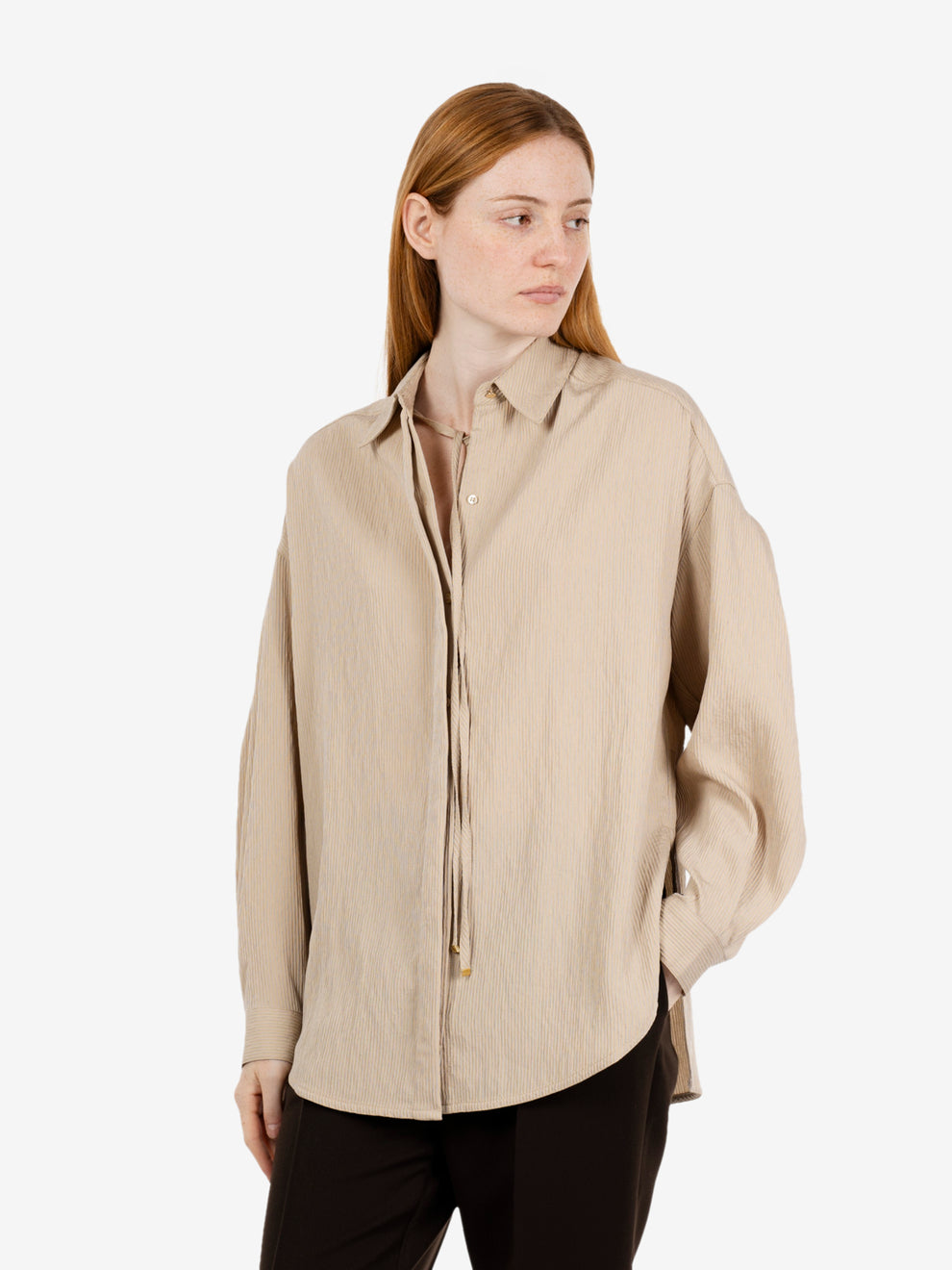 Liza striped shirt with tie dunegres