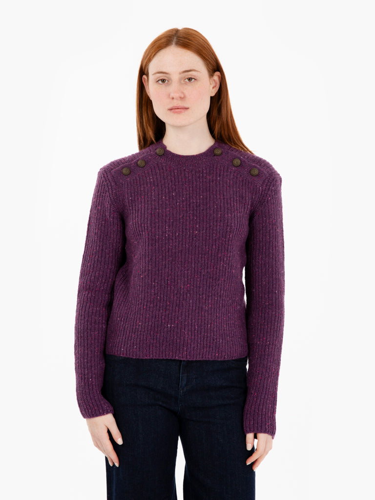 SESSUN - Maglione bottoni collo mélange amethyst