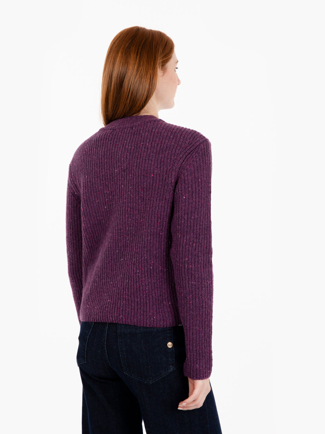 Maglione bottoni collo mélange amethyst