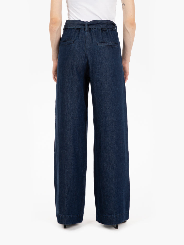 SESSUN - Pantaloni a palazzo in denim elasticizzati blue