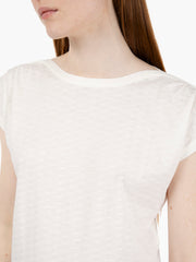 SESSUN - T-Shirt Sixto jacquard fleur de sel bianco