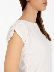 SESSUN - T-Shirt Sixtojacquard fleur de sel bianco