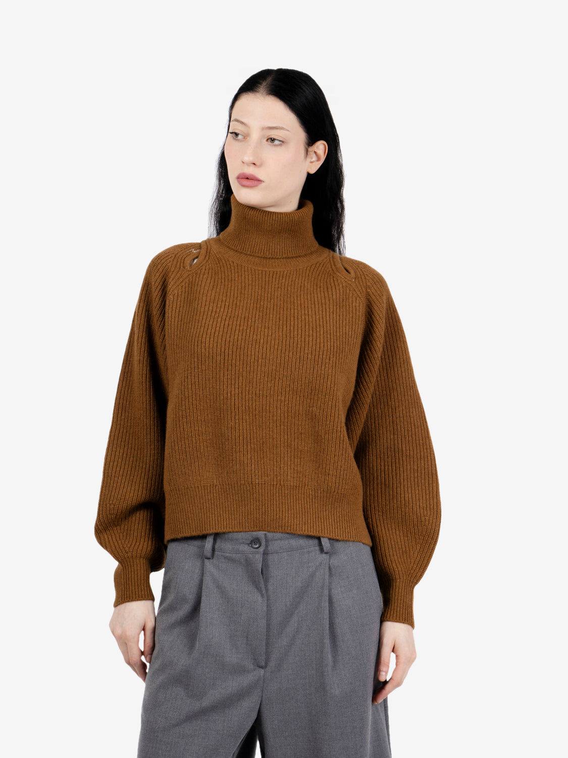 Turtle neck crop jumper moss bronze