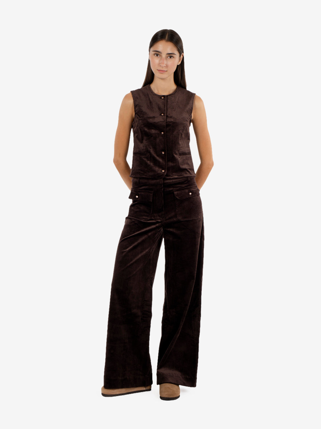 Wide flared pants coffe