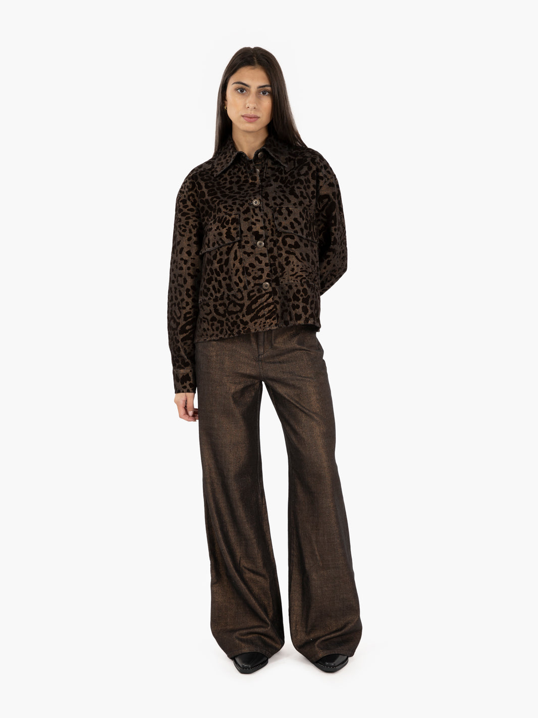 Jacket Perlage Flock rinse leopard bronze