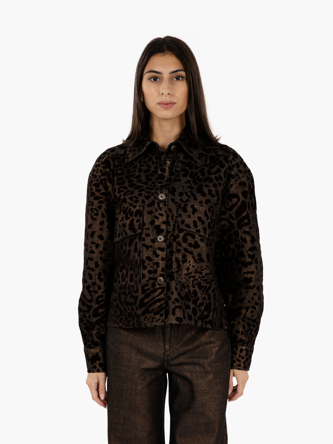 Jacket Perlage Flock rinse leopard bronze