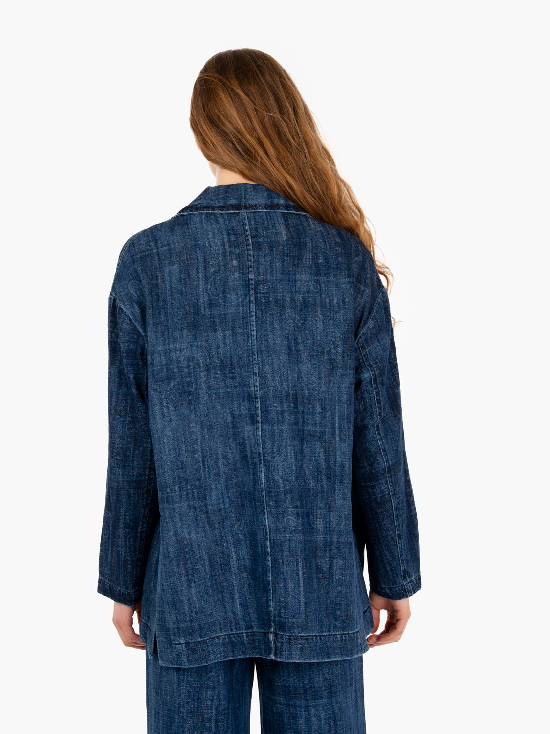 Blazer in denim Japan print blue