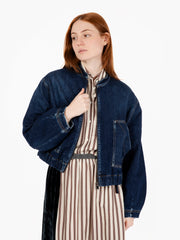 SHAFT JEANS - Bomber in denim cross stretch lion blu