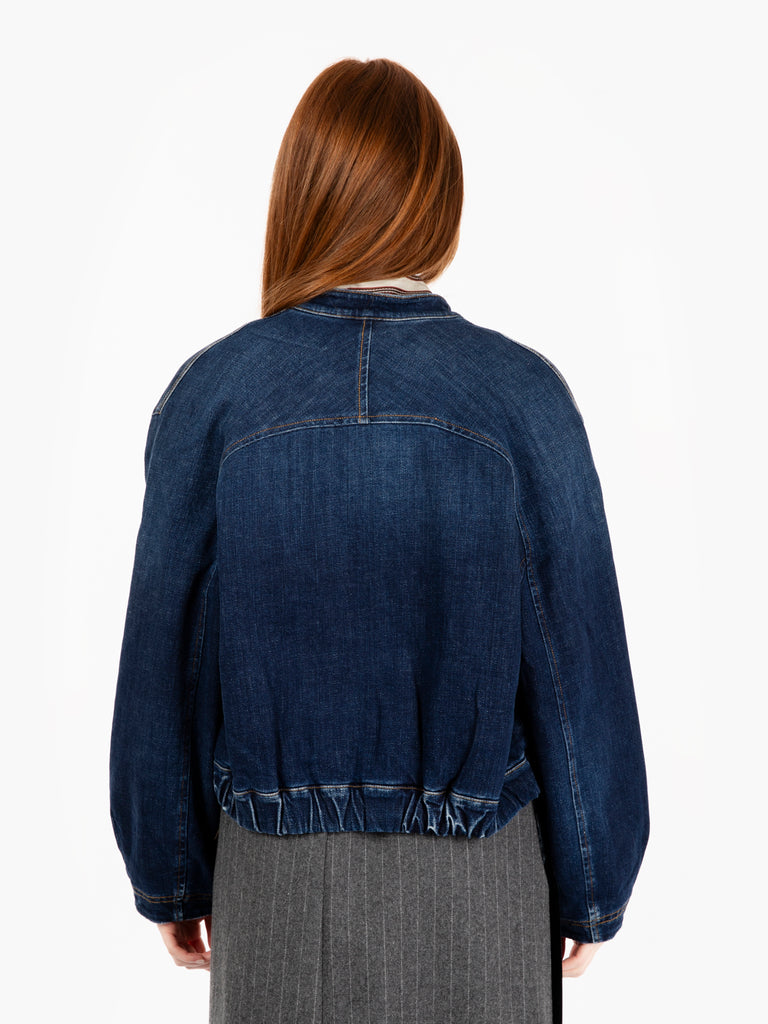 SHAFT JEANS - Bomber in denim cross stretch lion blu