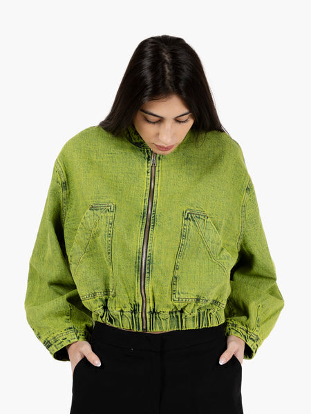 Bomber Japan denim marble color green