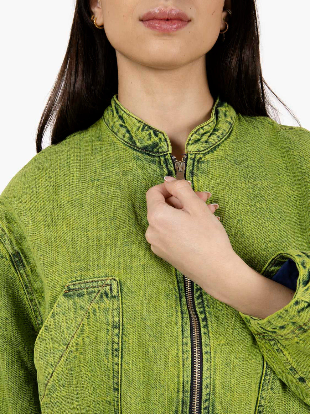 Bomber Japan denim marble color green
