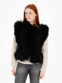 Gilet faux fur pasley flock black