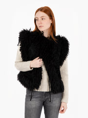 SHAFT JEANS - Gilet faux fur pasley flock black