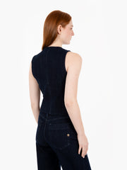 SHAFT JEANS - Gilet in denim 9oz con dettaglio ricamato blu