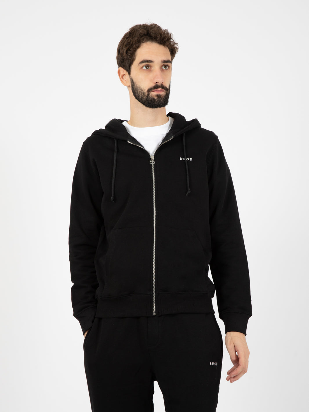 Felpa con cappuccio zip black