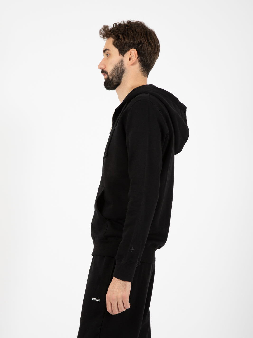 Felpa con cappuccio zip black