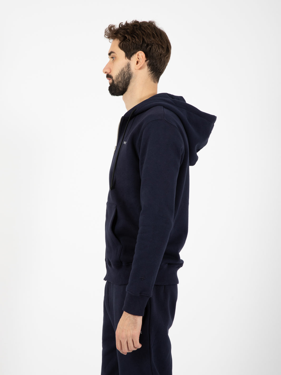 Felpa con cappuccio zip navy