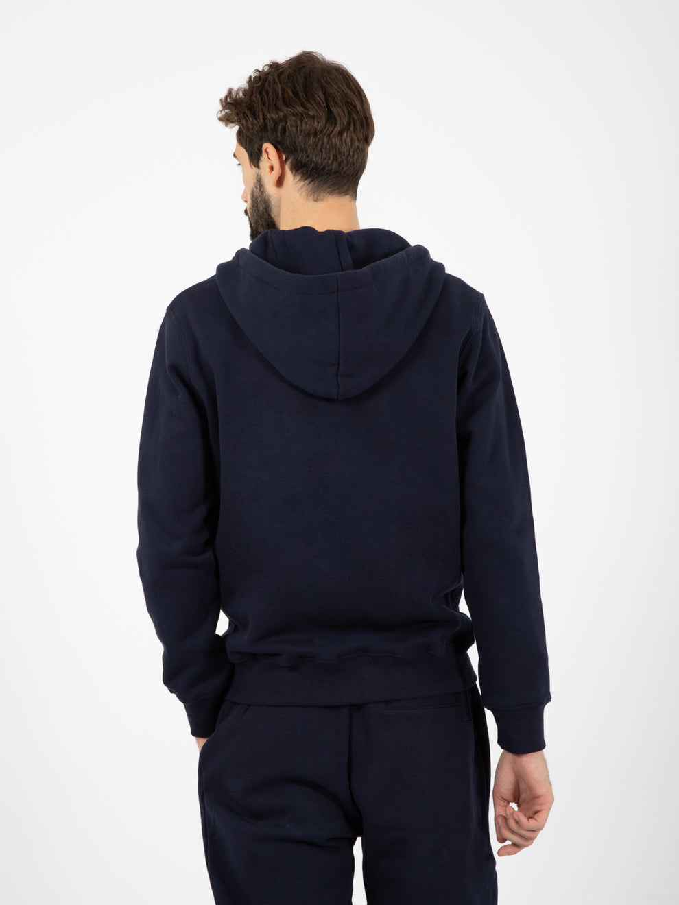 Felpa con cappuccio zip navy