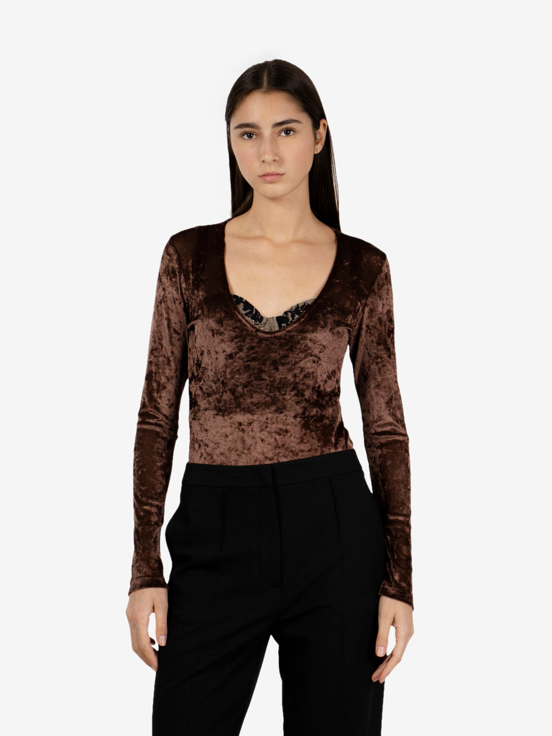 Brown tulle bodysuit