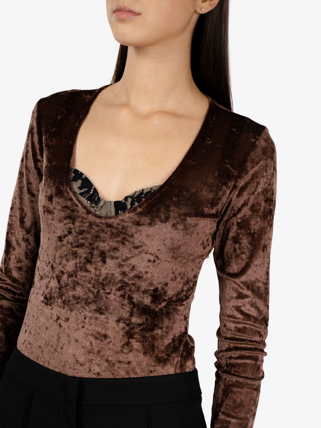 Brown tulle bodysuit