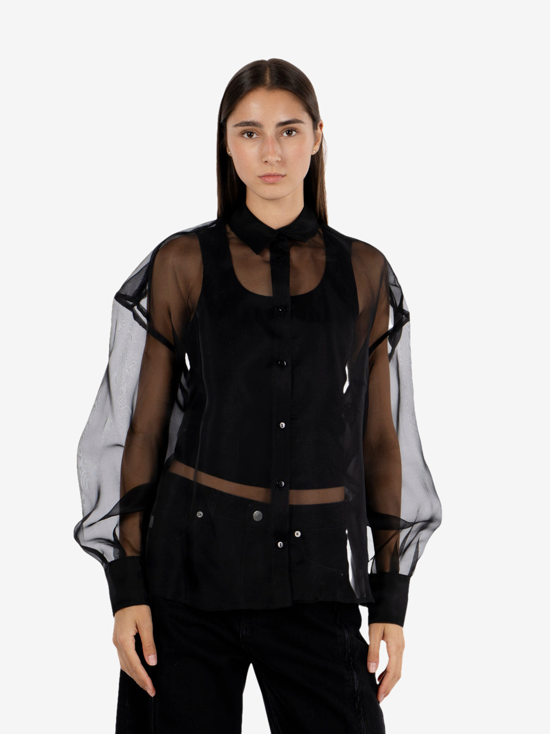 Black pure silk shirt