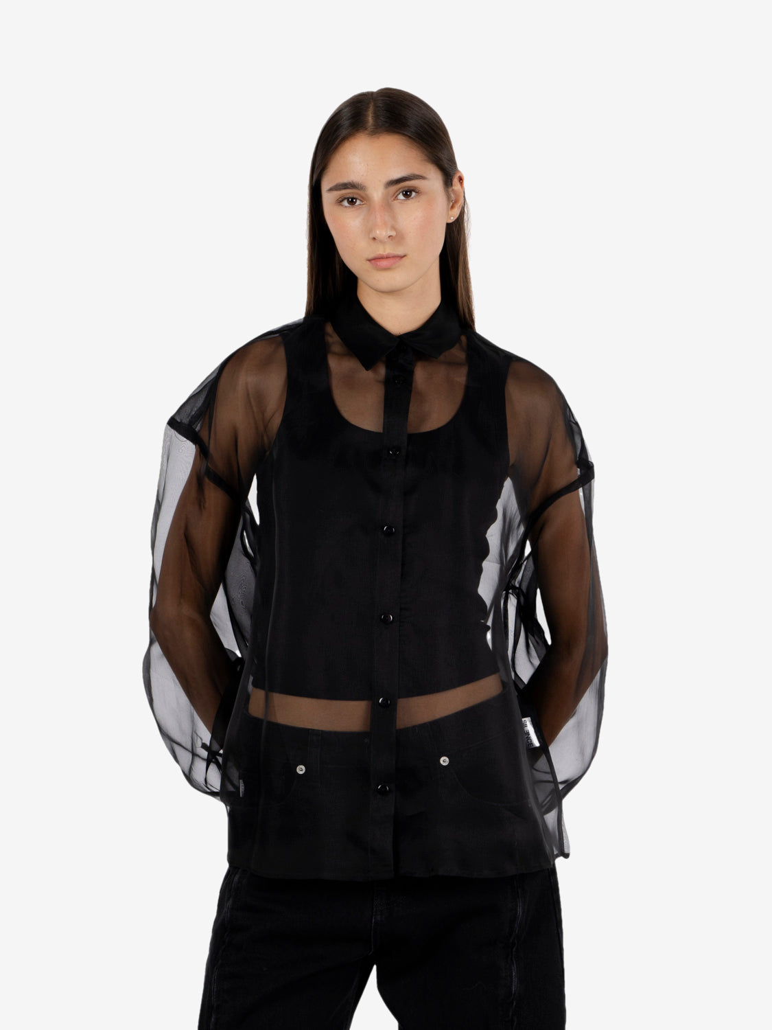 Black pure silk shirt