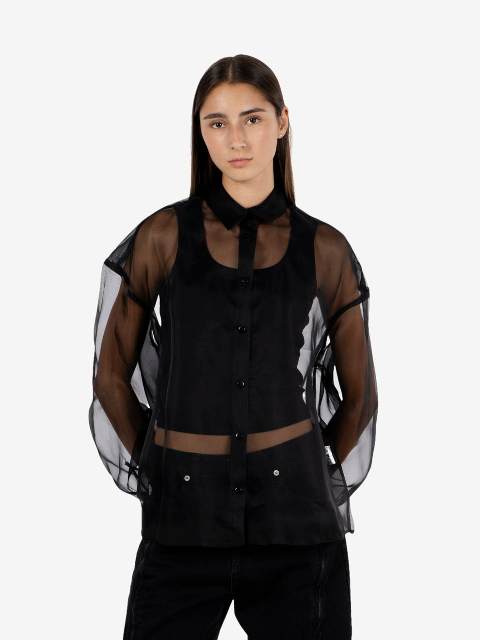 Black pure silk shirt