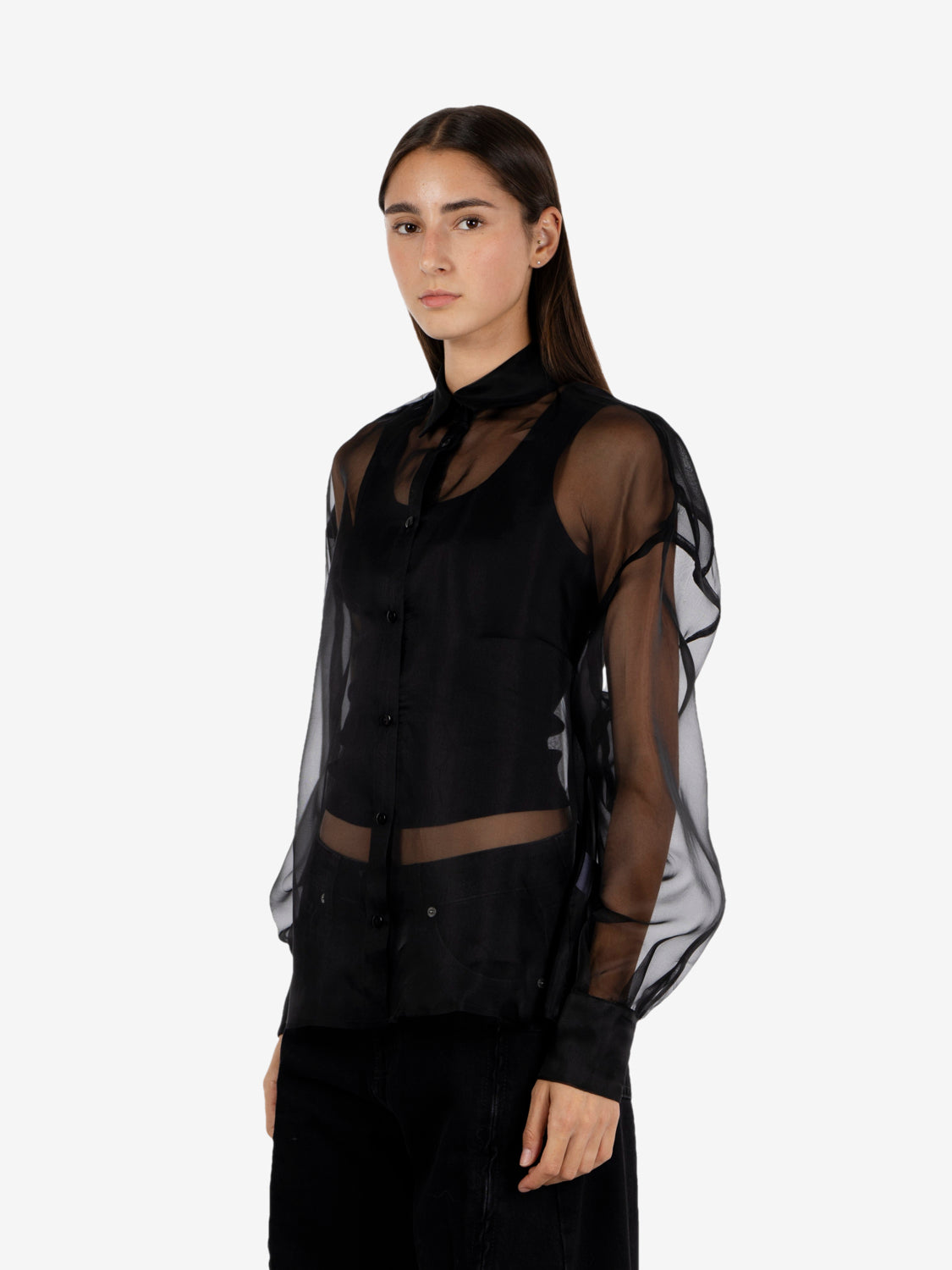 Black pure silk shirt