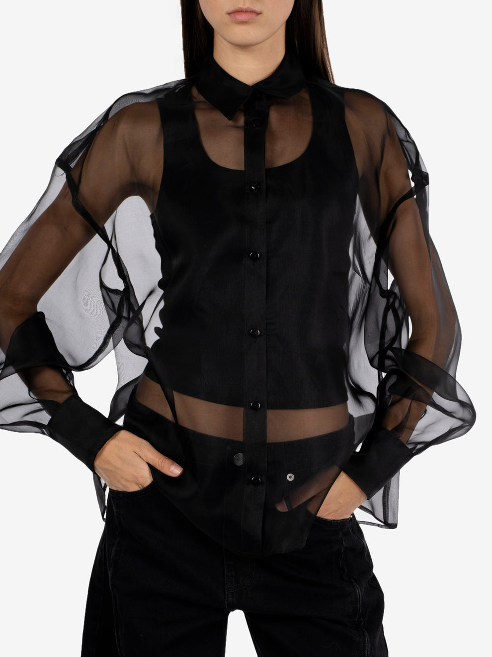 Black pure silk shirt
