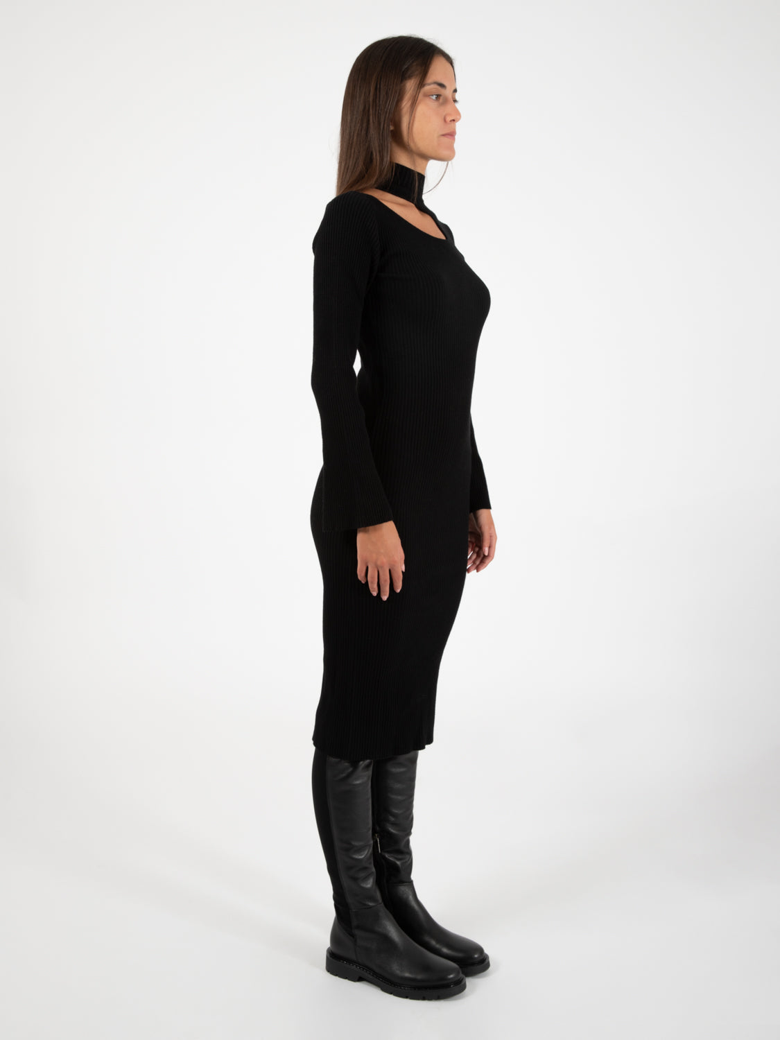 Black ribbed dress