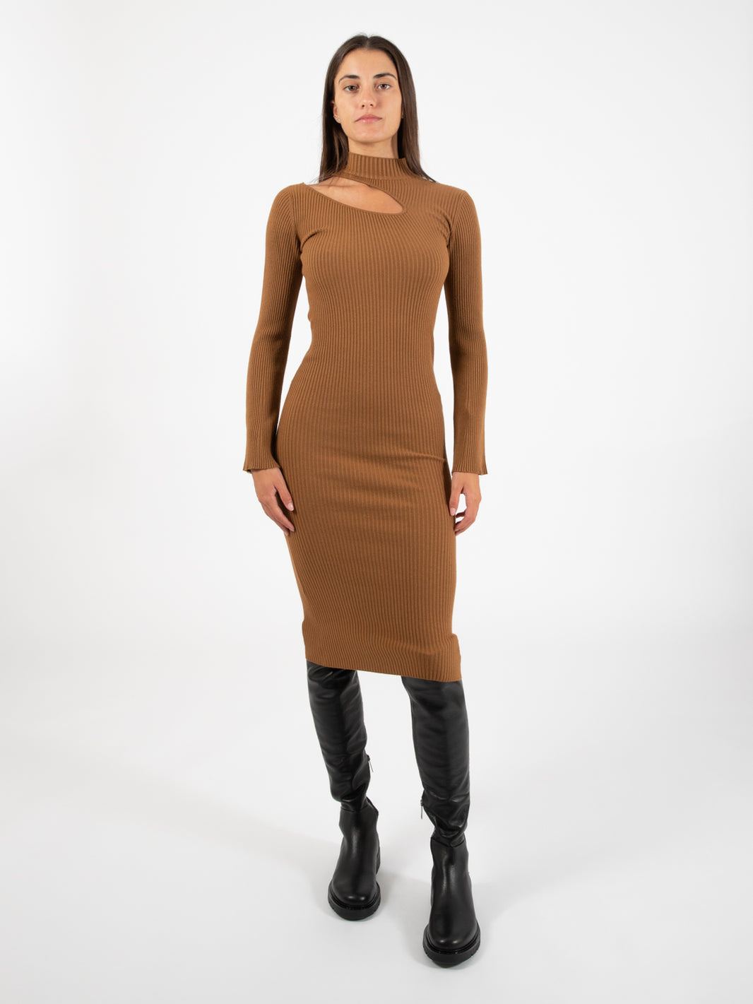 Caramel ribbed dress